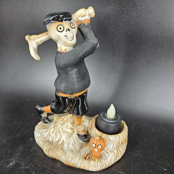 Yankee Candle Boney Bunch Golfer Tea Light Holder Halloween Skeleton Decor 2010 - Picture 2 of 16